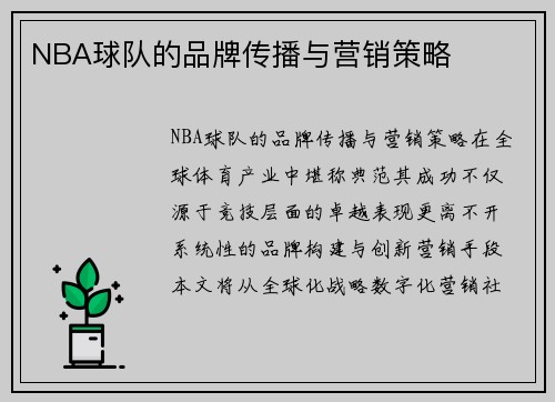 NBA球队的品牌传播与营销策略
